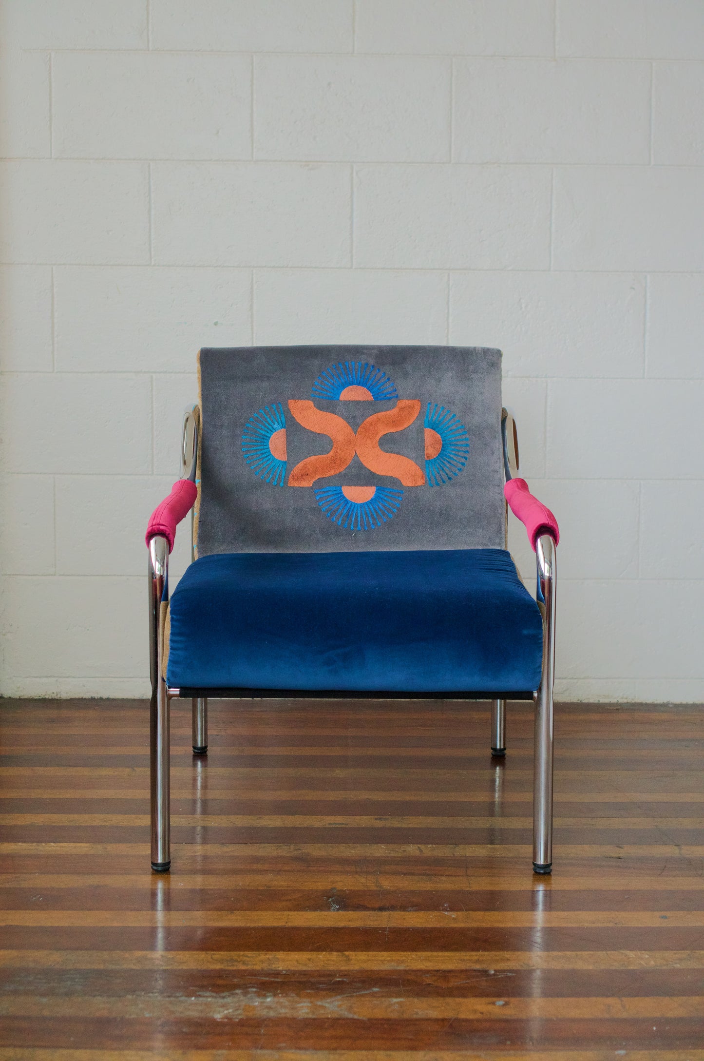 Chrome & Jewel Tones Art Sofa